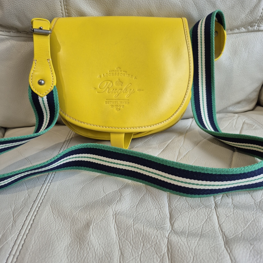 Yellow Crossbody Bag with Striped Strap